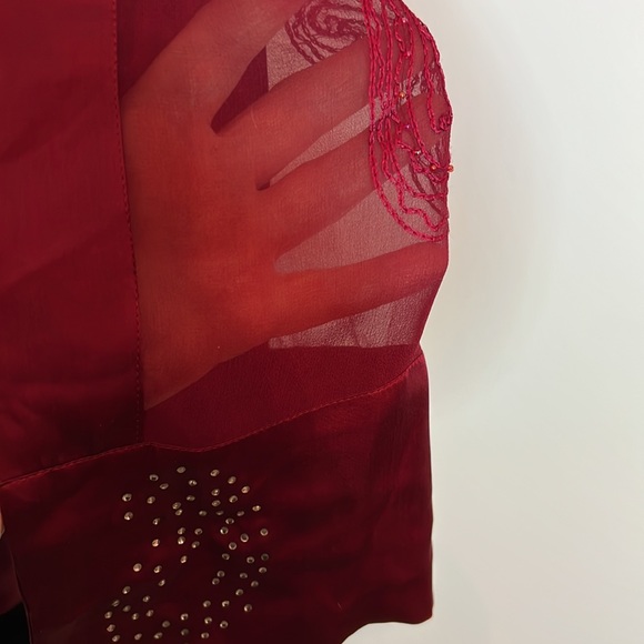 Silk scarf, maroon with Crystal accents, Hong Kong Jockey Club - Picture 7 of 7